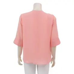มิกิโกะ เสื้อเบลาส์คอปาด แขนกระบอกยาว 3 ส่วน ผ้าชีฟองเมทัลลิก สีโอลด์โรส - Image 3
