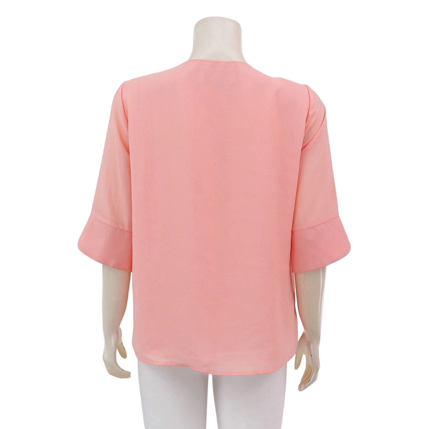 มิกิโกะ เสื้อเบลาส์คอปาด แขนกระบอกยาว 3 ส่วน ผ้าชีฟองเมทัลลิก สีโอลด์โรส - Image 3