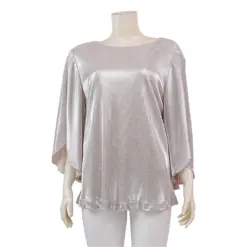 มิกิโกะ เสื้อเบลาส์คอปาด แขนระบายยาว 3 ส่วน ผ้ายืดแฟนซี - Image 2