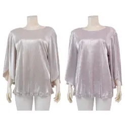 มิกิโกะ  เสื้อเบลาส์คอปาด แขนระบายยาว 3 ส่วน ผ้ายืดแฟนซี