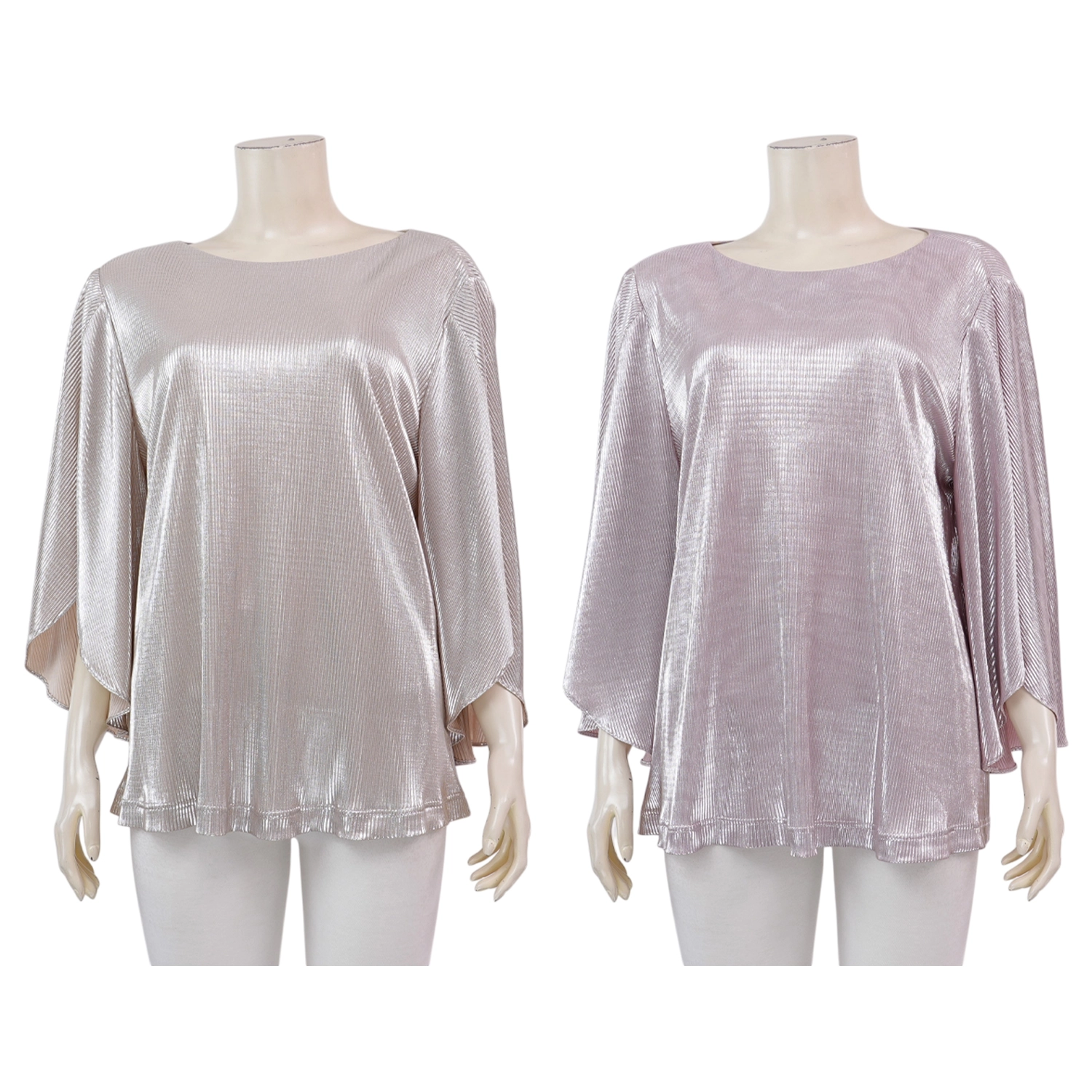 มิกิโกะ เสื้อเบลาส์คอปาด แขนระบายยาว 3 ส่วน ผ้ายืดแฟนซี