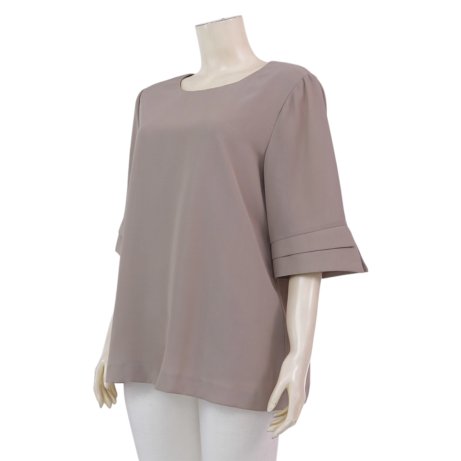 มิกิโกะ เสื้อเบลาส์คอปาด แขนกระบอกยาว 3 ส่วน ผ้าอมุนเจน - Image 2