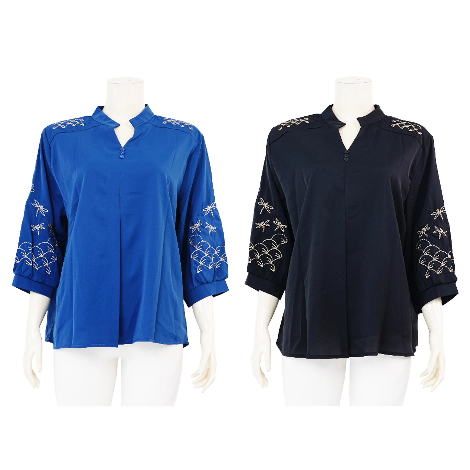 เซอร์ซี เกรส เสื้อเบลาส์คอจีน แขนยาว ปักลาย