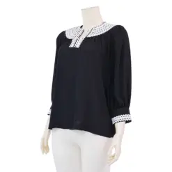 ไอ ไอ เอ็ม เค เสื้อเบลาส์คอกลม แขนพองยาว 5 ส่วน ผ้าซาตินแมตต์ - Image 2