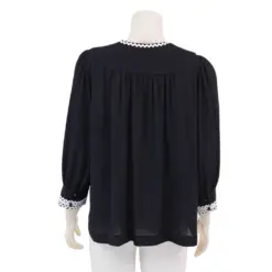 ไอ ไอ เอ็ม เค เสื้อเบลาส์คอกลม แขนพองยาว 5 ส่วน ผ้าซาตินแมตต์ - Image 3