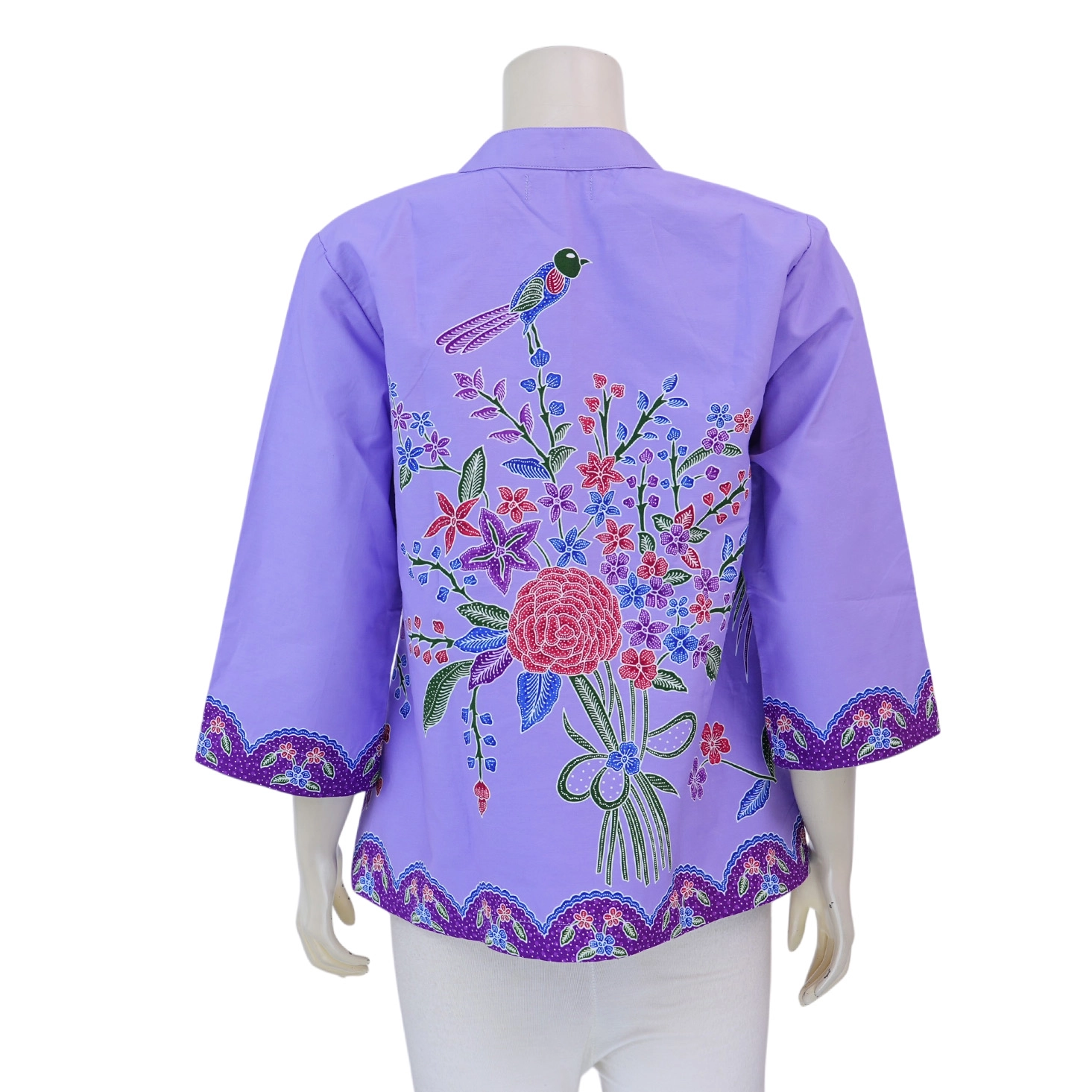 เซ้าท์ แฟบริค เสื้อคอจีน ลายดอกไม้ ผ่าหน้าติดกระดุมจีน แขน 4 ส่วน ผ้าปาเต๊ะ - Image 5