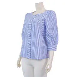 ไฟว์ อัพ เสื้อคอกลม แขนพองยาว 4 ส่วน ผ้าทอลายทาง - Image 2