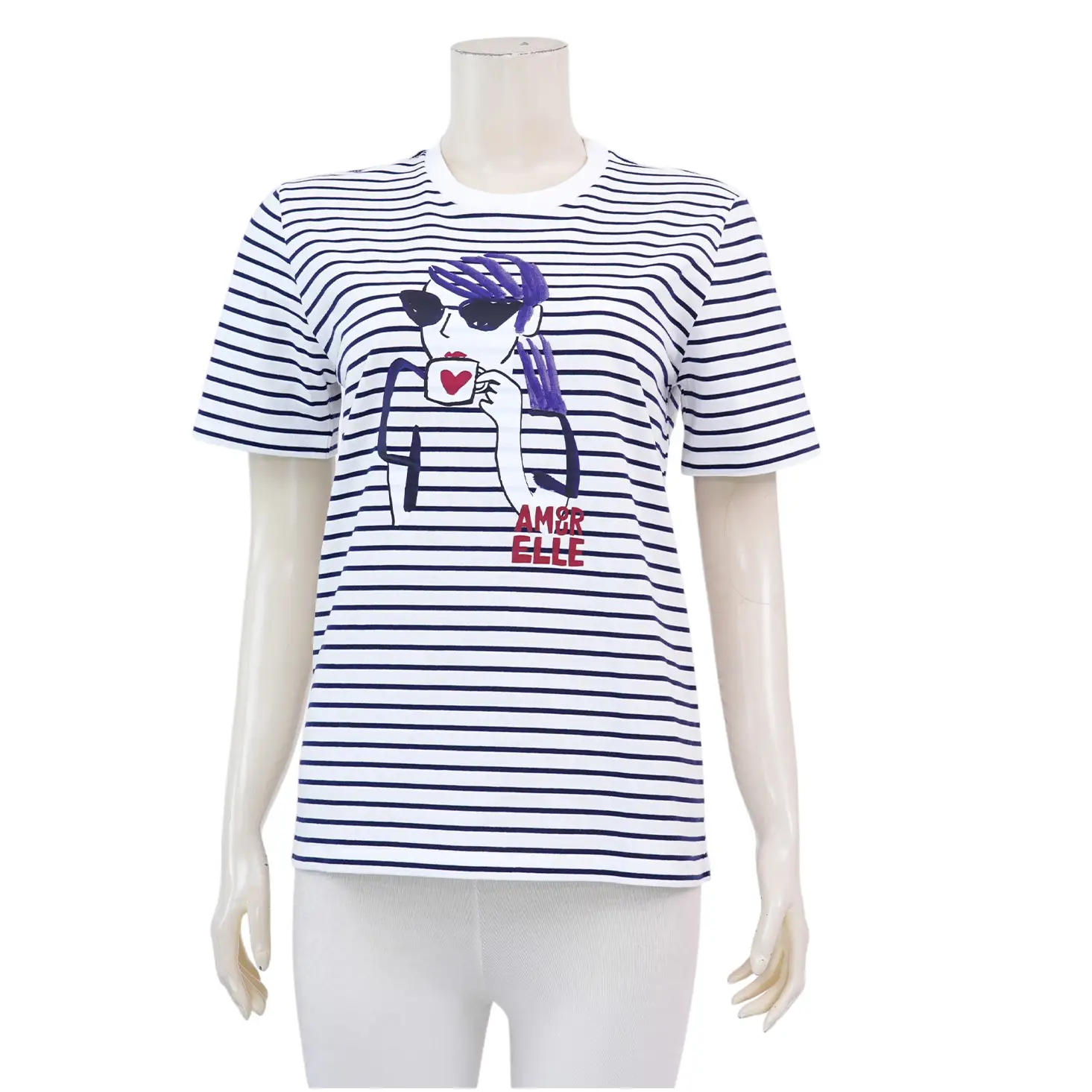 แอล เสื้อคอกลม แขนสั้น ลายสาวปารีส