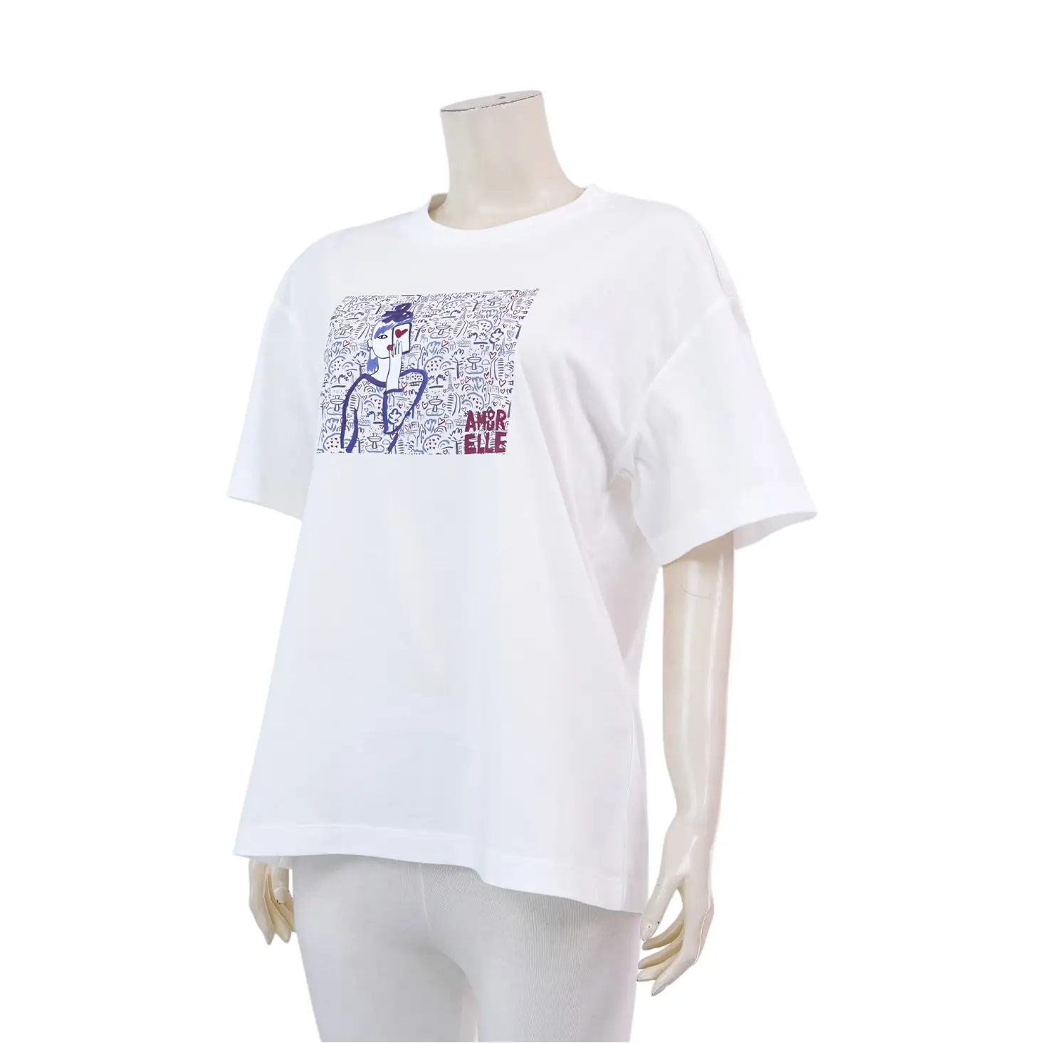 แอล เสื้อยืดคอกลม แขนสั้น ลายสาวปารีส ทรง Oversized - Image 3