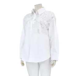 มิลานดา โคลเอ้ เสื้อคอปก แขนยาว ปักลายดอกไม้และใบไม้ - Image 4