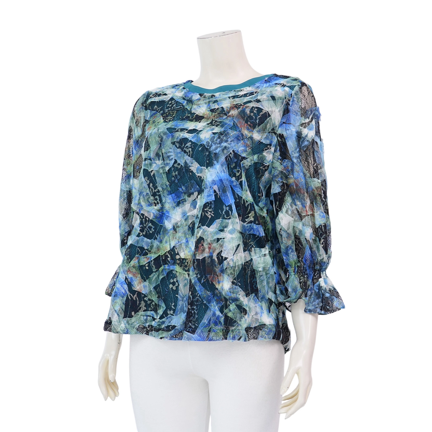 อาลิย่า เสื้อเบลาส์คอปาด แขนกระบอกยาว 4 ส่วน ผ้าลูกไม้ราเชล - Image 2