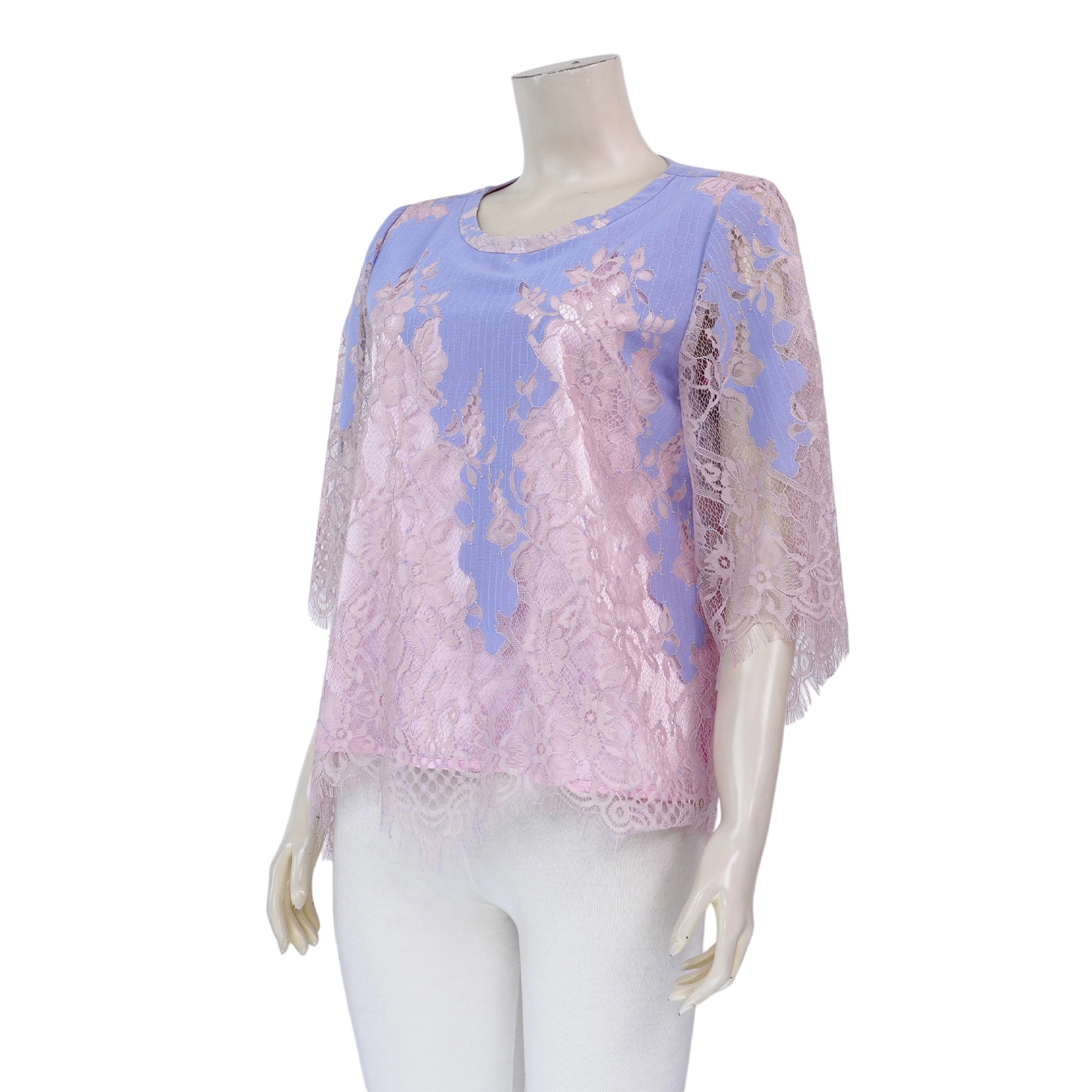 อาลิย่า เสื้อเบลาส์คอปาด แขนยาว 3 ส่วน ทรงระบาย ผ้าลูกไม้ฮันน่า - Image 2